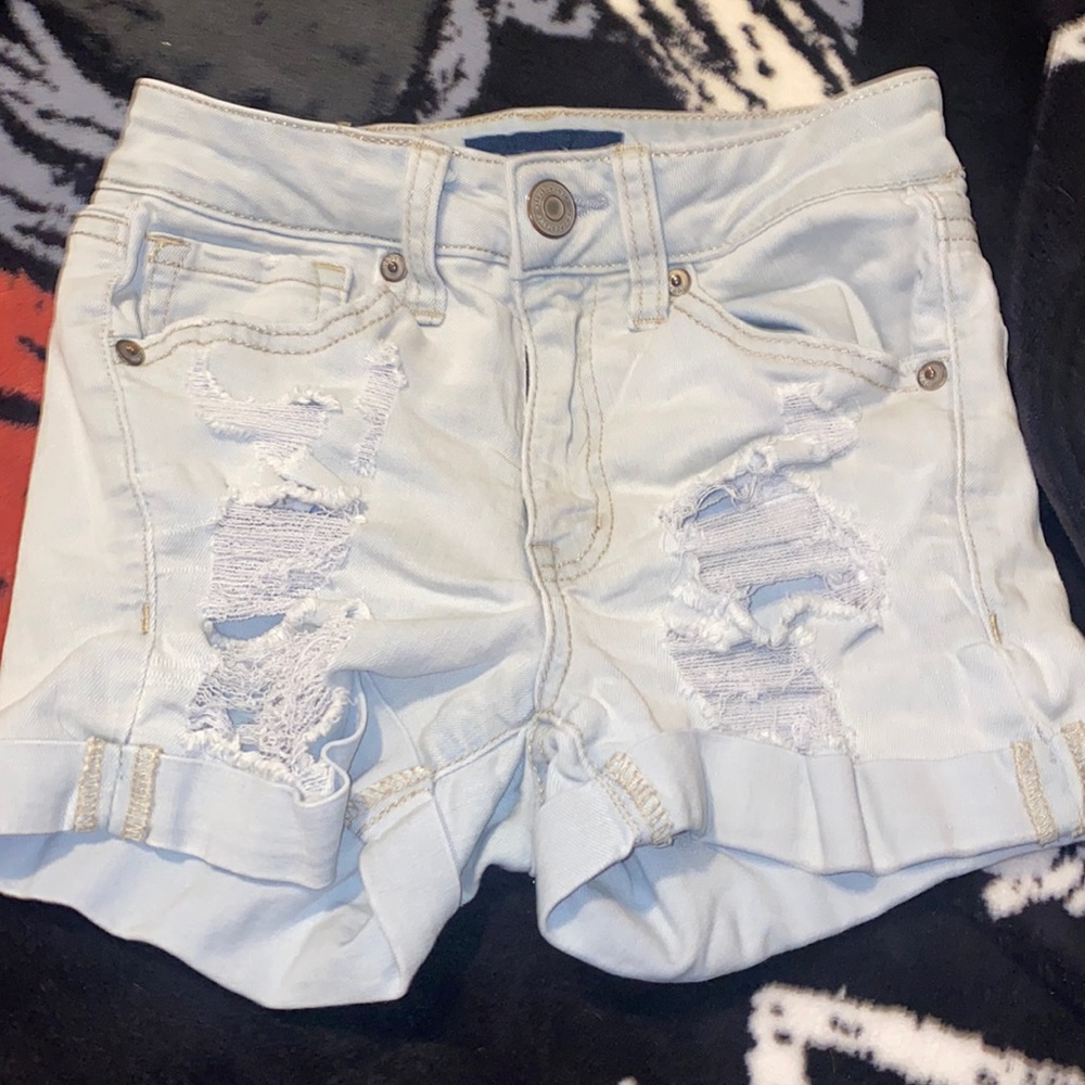 light wash aero jean shorts